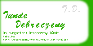 tunde debreczeny business card